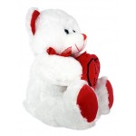 White and Red Teddy Bear holding I Love You MOM heart Plush Soft Toy